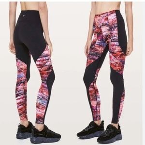 Lululemon Sz 6 Sweat and Repeat Tight Legging 28" Black/Dahliascape Mutli